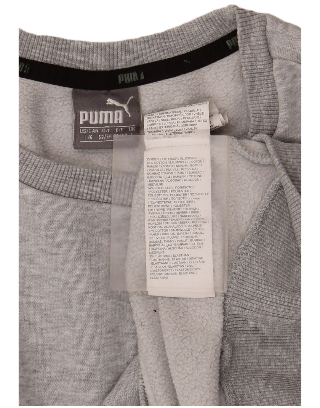 Puma moletom masculino jumper grande algodão manchado cinza