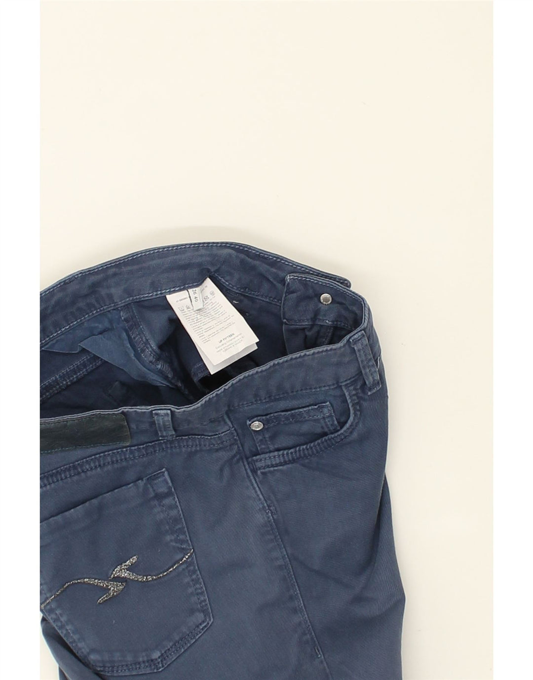 TRUSSARDI Womens Slim Casual Trousers W26 L29 Blue Cotton | Vintage Trussardi | Thrift | Second-Hand Trussardi | Used Clothing | Messina Hembry 
