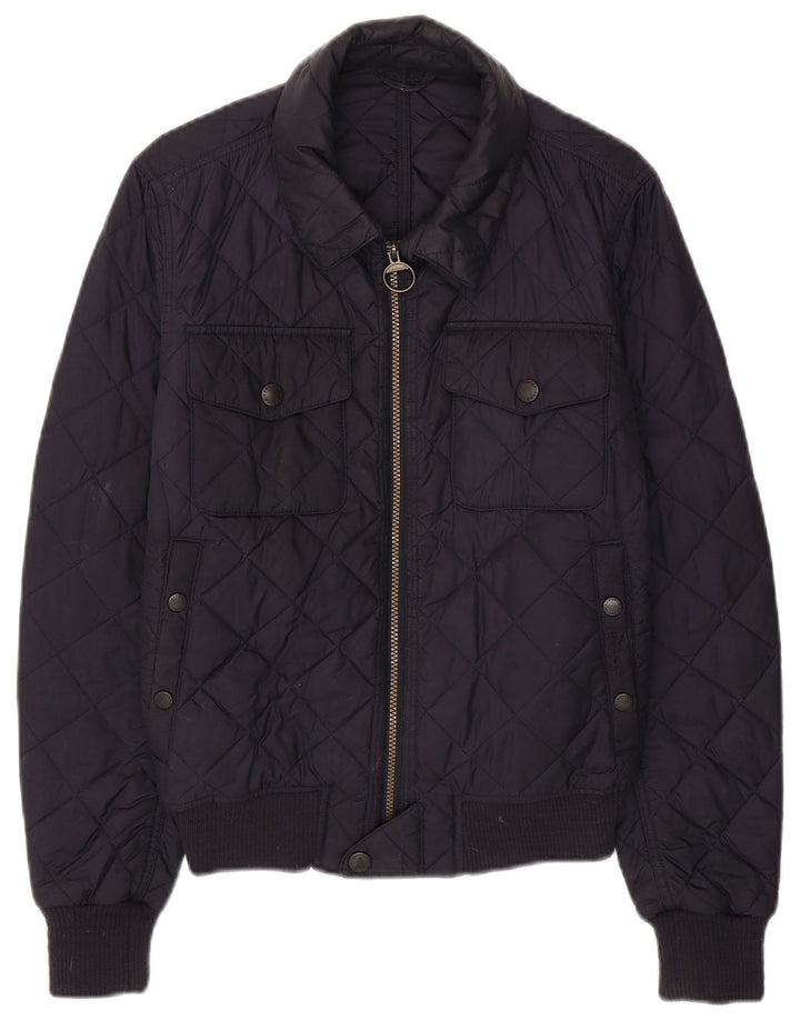 Jaqueta acolchoada masculina Barbour UK 36 pequena poliamida azul marinho