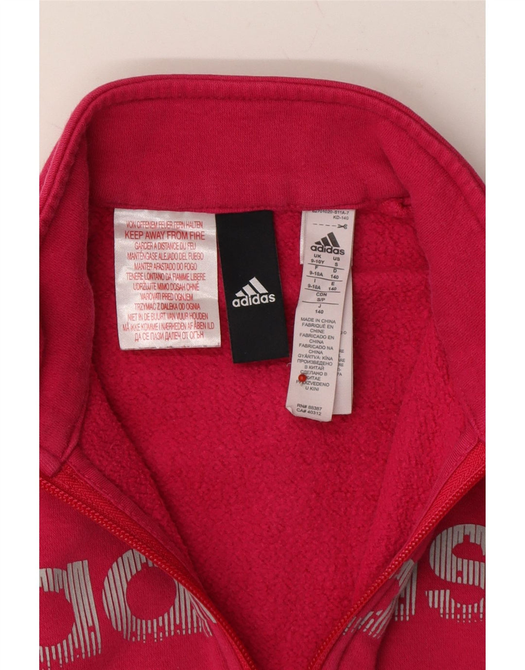 ADIDAS Girls Graphic Tracksuit Top Jacket 9-10 Years Pink Cotton Vintage Adidas and Second-Hand Adidas from Messina Hembry 