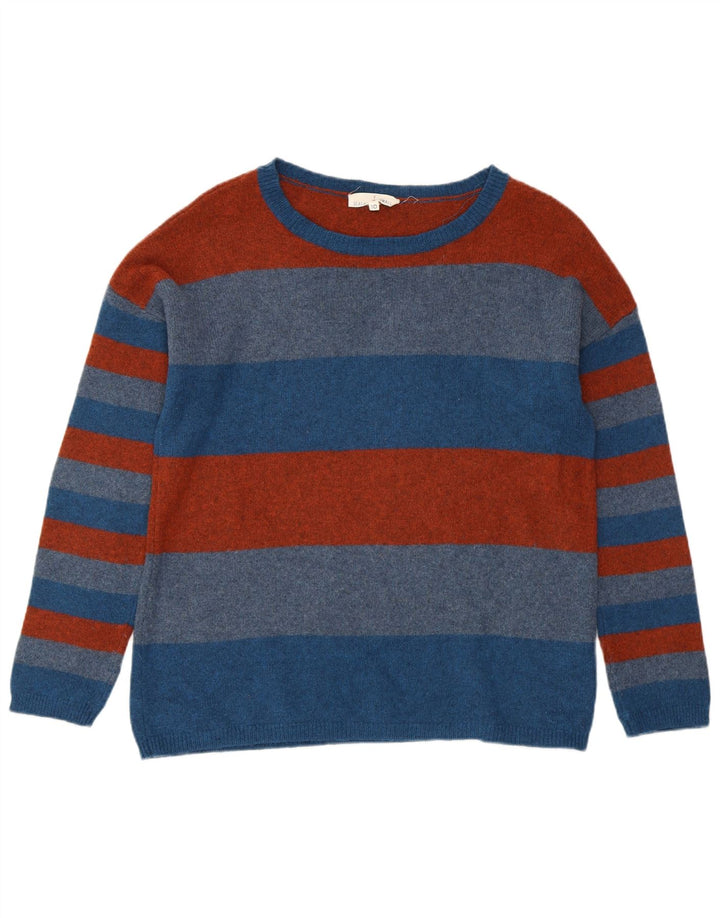 SEASALT CORNWALL Suéter feminino com gola canoa Reino Unido 10 listrado azul pequeno