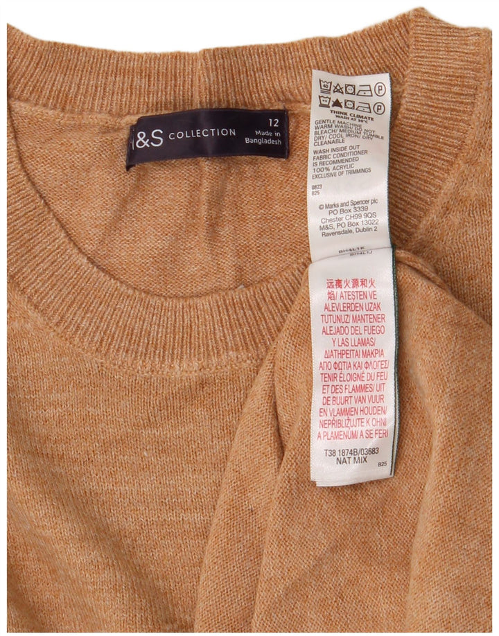 Suéter feminino MARKS & SPENCER com gola redonda Reino Unido 12 marrom médio