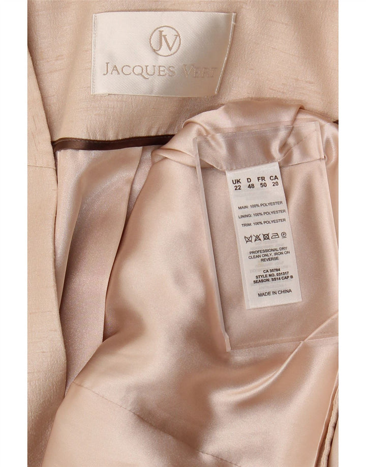 Jaqueta blazer feminina JAQUES VERT manga 3/4 aberta Reino Unido 22 3XL poliéster rosa