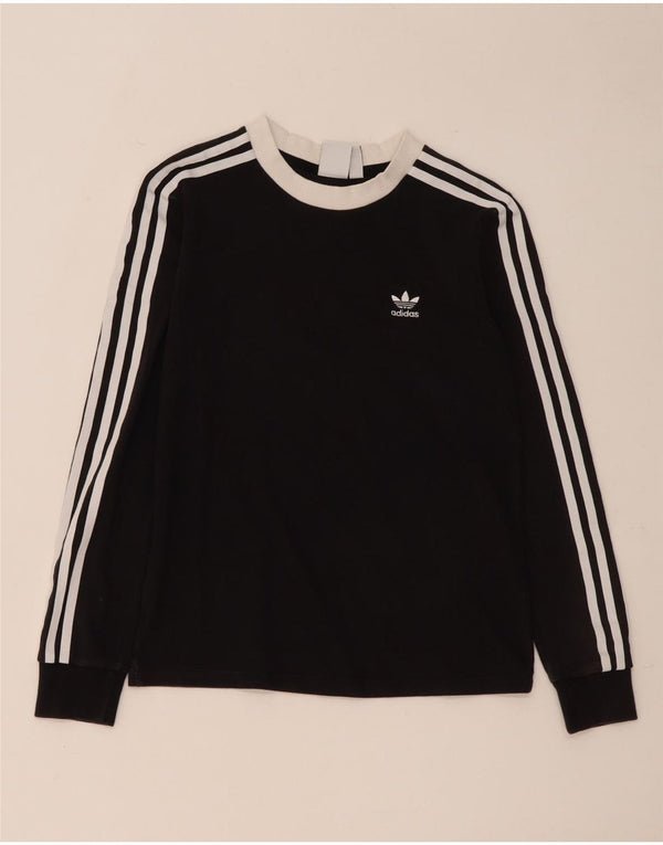 Top Feminino Adidas Manga Longa UK 8 Pequeno Algodão Preto