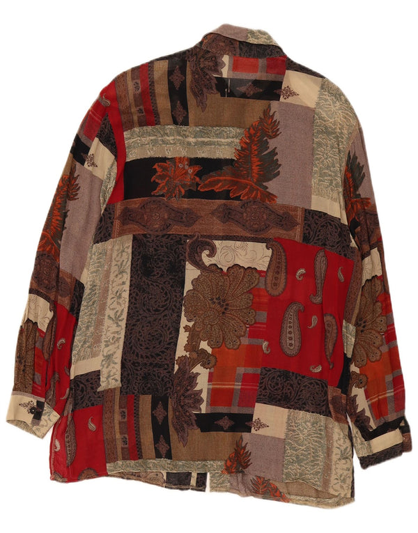Blusa feminina vintage UK 16 grande viscose paisley multicolorida