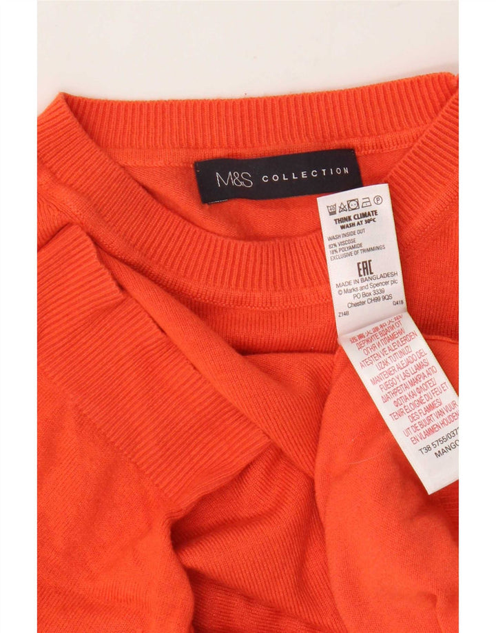 Suéter feminino Marks & Spencer com gola redonda Reino Unido 12 médio laranja