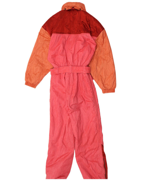 Luhta Macacão feminino de esqui com capuz e ajuste solto Reino Unido 10 pequeno bloco colorido rosa