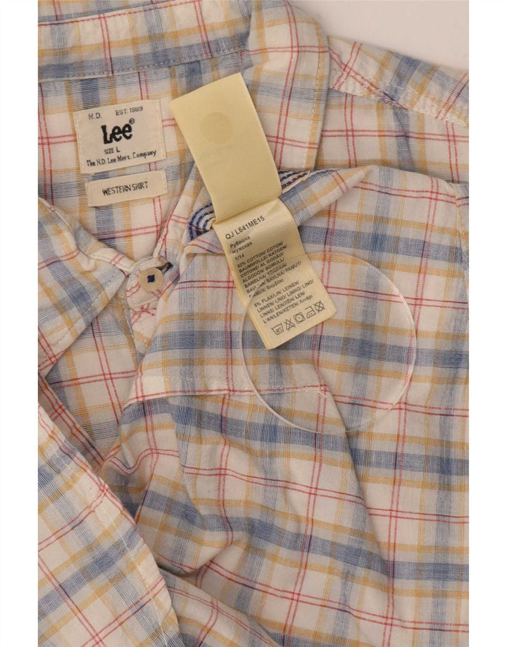 Lee Camisa masculina de manga curta grande algodão xadrez multicolorido
