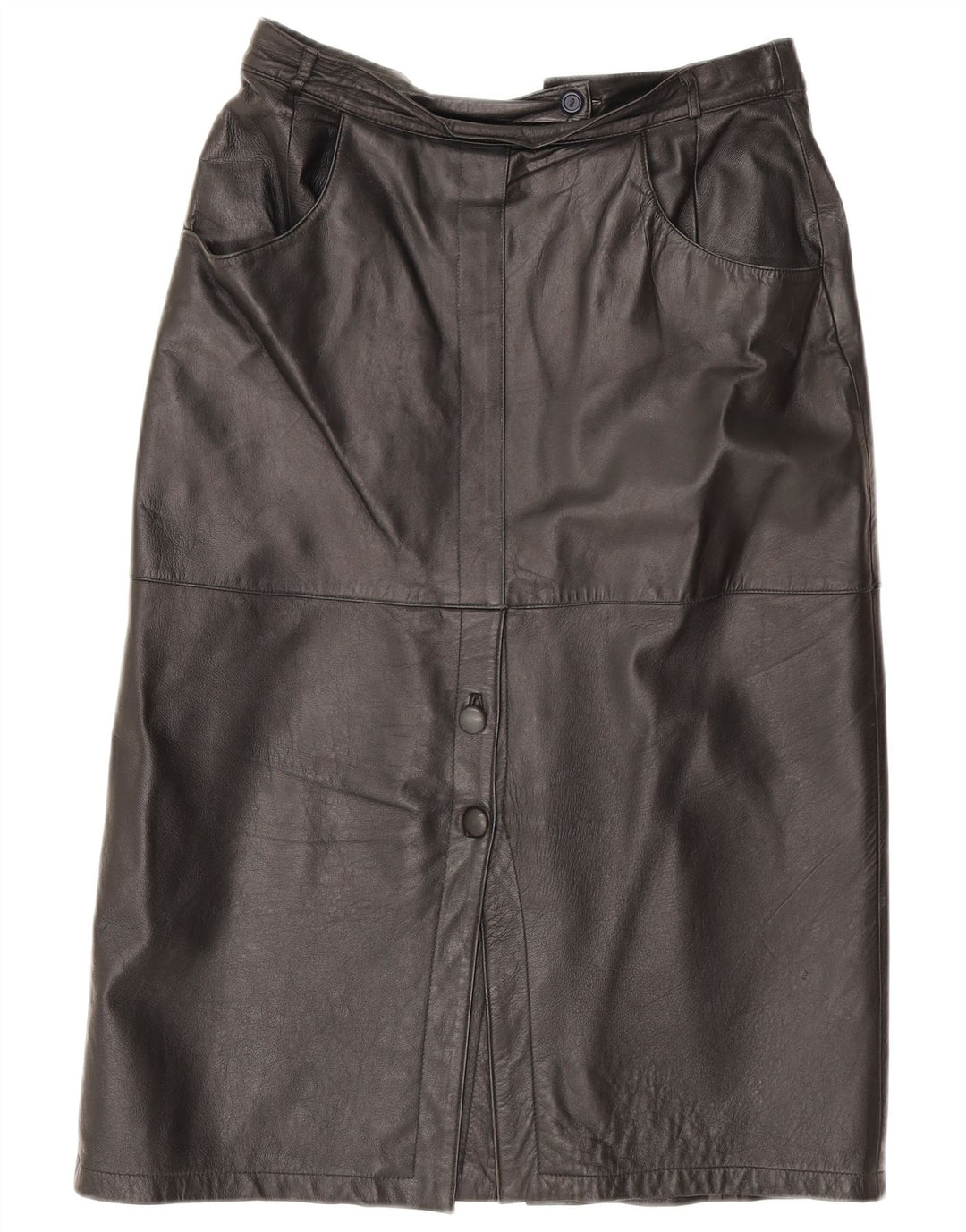 Saia de couro feminina vintage IT 42 médio W30 couro preto