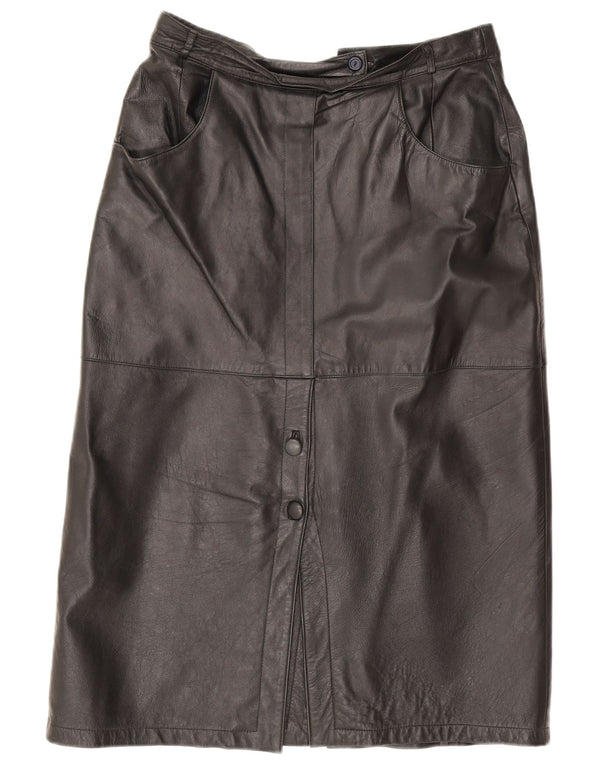 Saia de couro feminina vintage IT 42 médio W30 couro preto