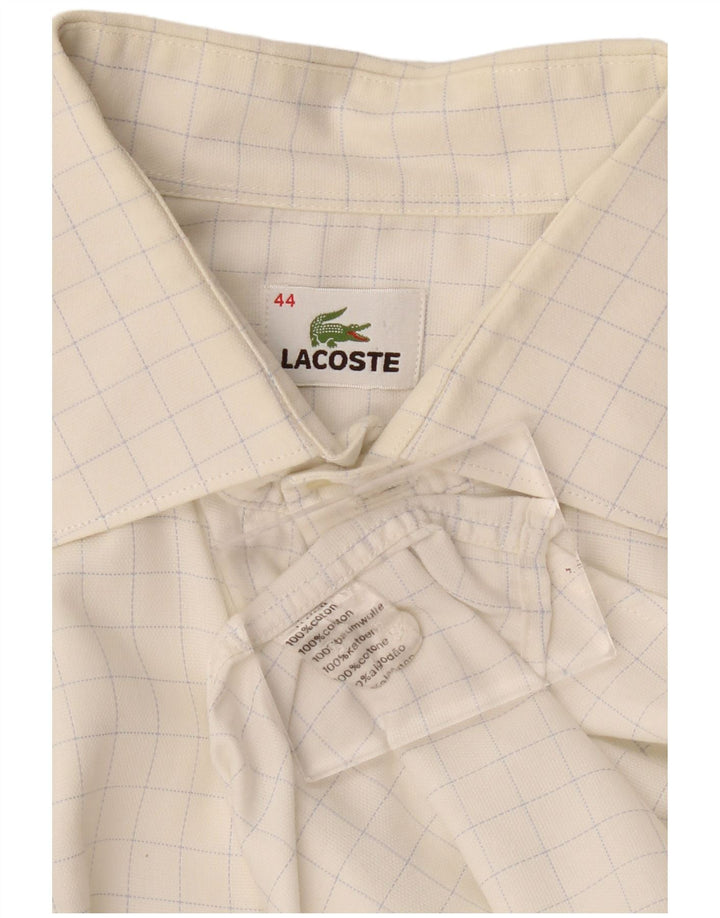 Camisa masculina Lacoste tamanho 44 XL algodão xadrez branco