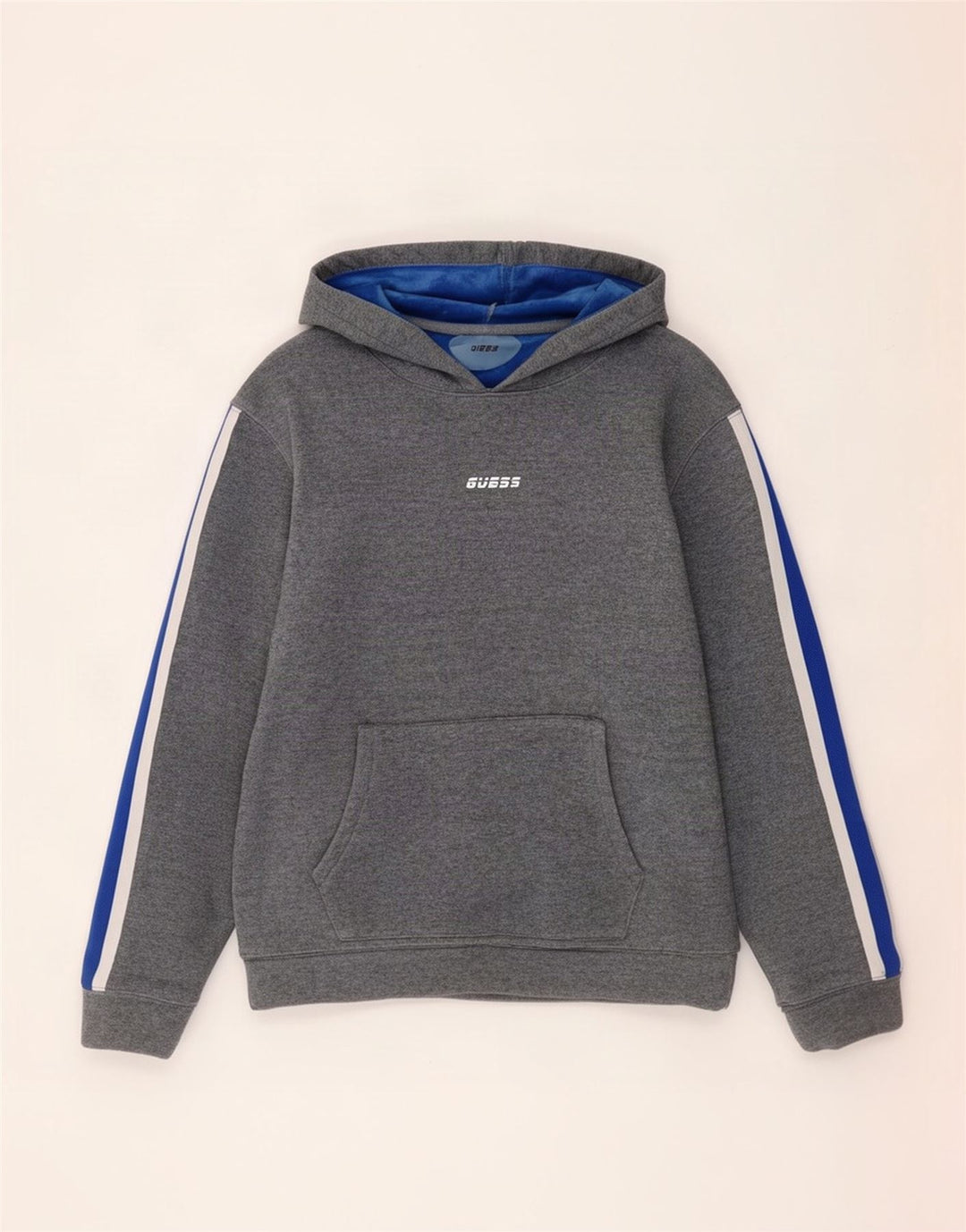 Guess moletom com capuz masculino cinza médio colorblock poliéster