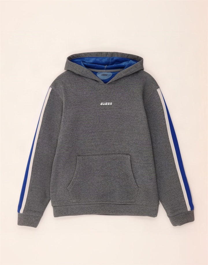 Guess moletom com capuz masculino cinza médio colorblock poliéster