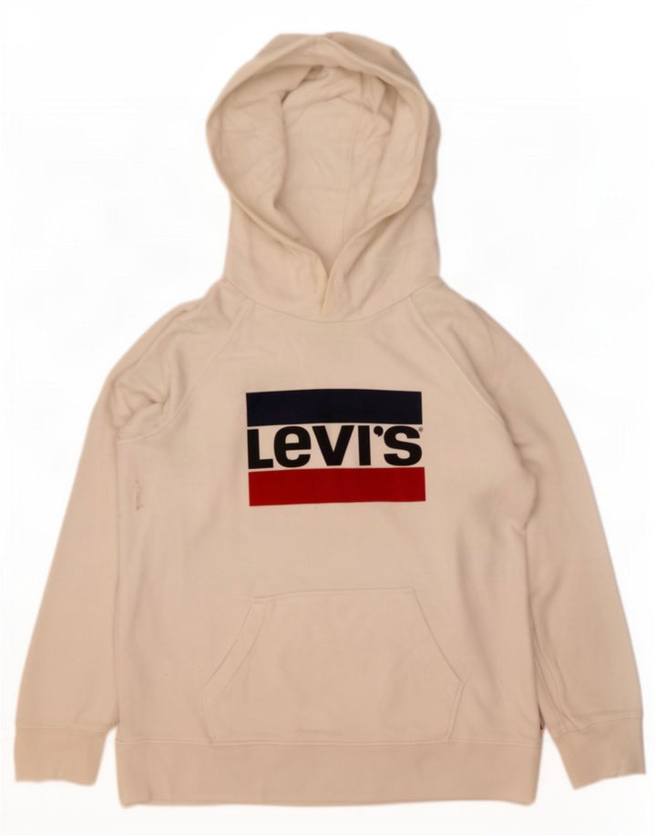 Suéter com capuz gráfico masculino Levi's pequeno algodão branco