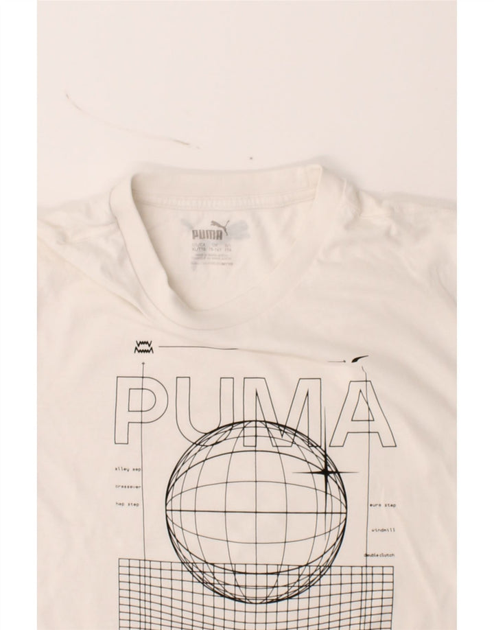 PUMA Boys Graphic T-Shirt Top 15-16 Years White Cotton Vintage Puma and Second-Hand Puma from Messina Hembry 