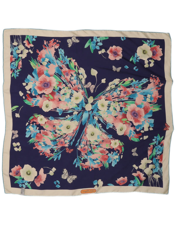 Lenço quadrado feminino Salvatore Ferragamo tamanho único azul marinho borboleta floral
