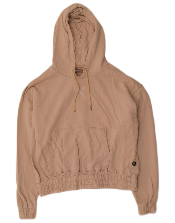 Puma Womens Crop Oversized Hoodie Jumper Reino Unido 10 Pequeno Bege