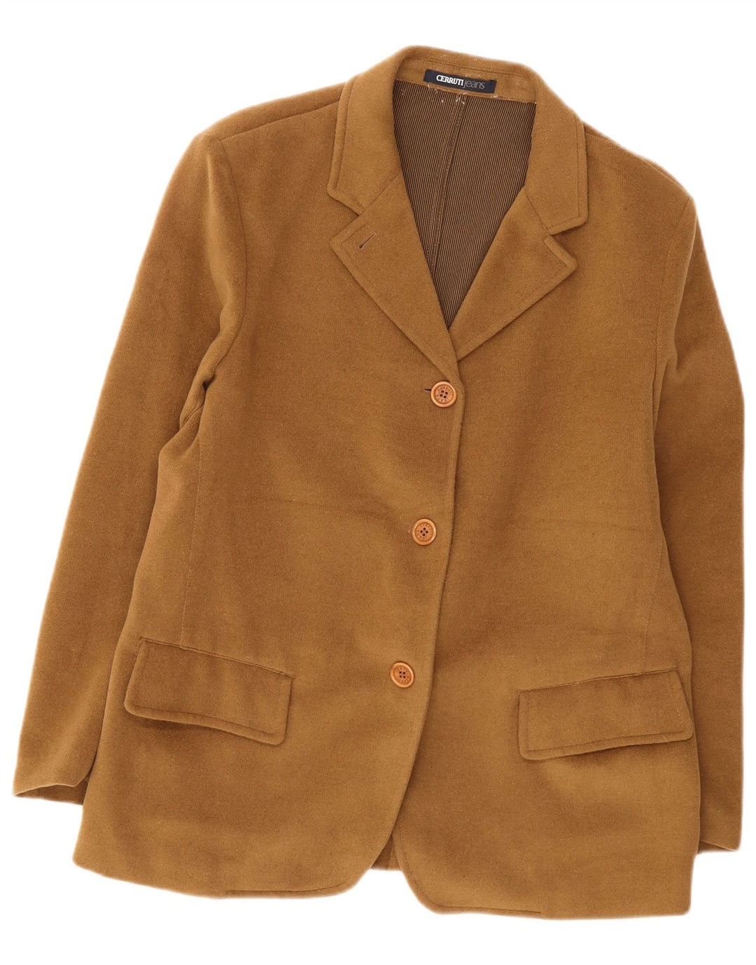 Jaqueta Blazer Feminina Cerruti com 3 Botões UK 16 Grande Poliéster Marrom
