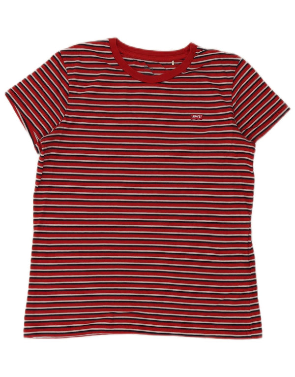 Camiseta masculina LEVI'S top pequeno algodão listrado vermelho