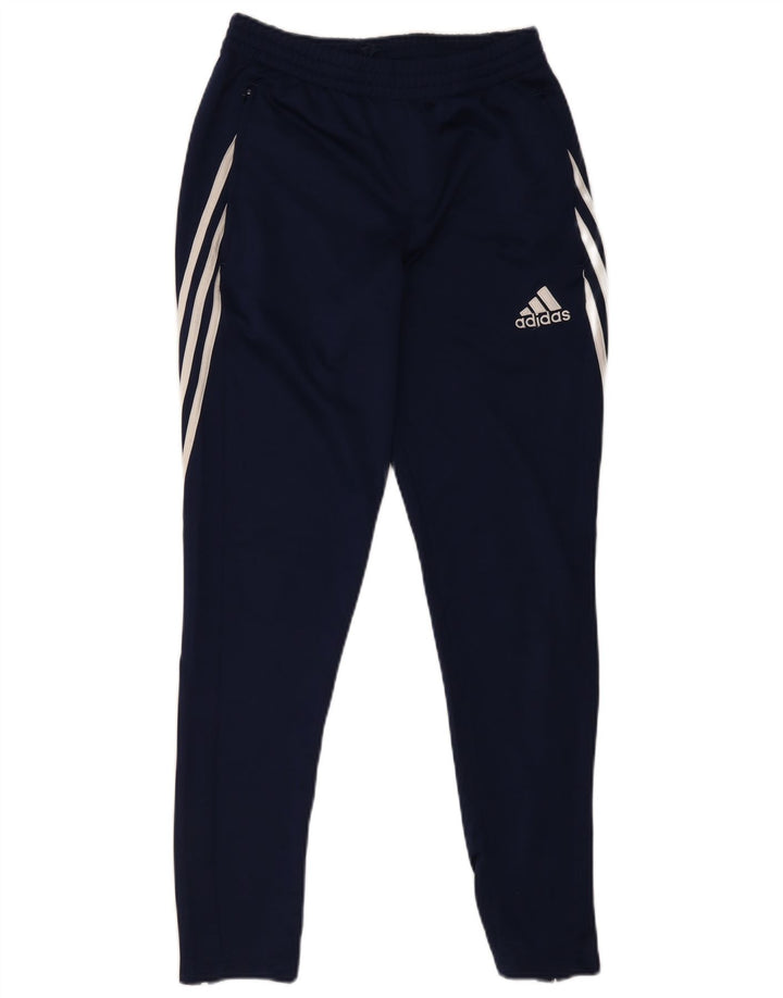 Calça de treino masculina Adidas Climalite pequena azul marinho poliéster