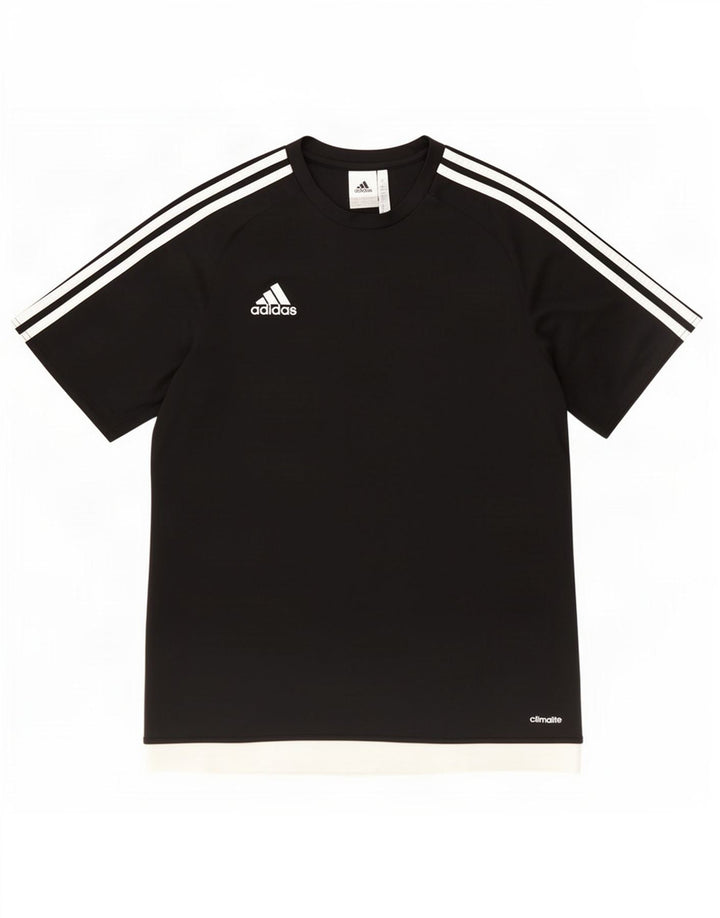 Adidas Mens Climalite Camiseta Top Grande Preto Colorblock Poliéster