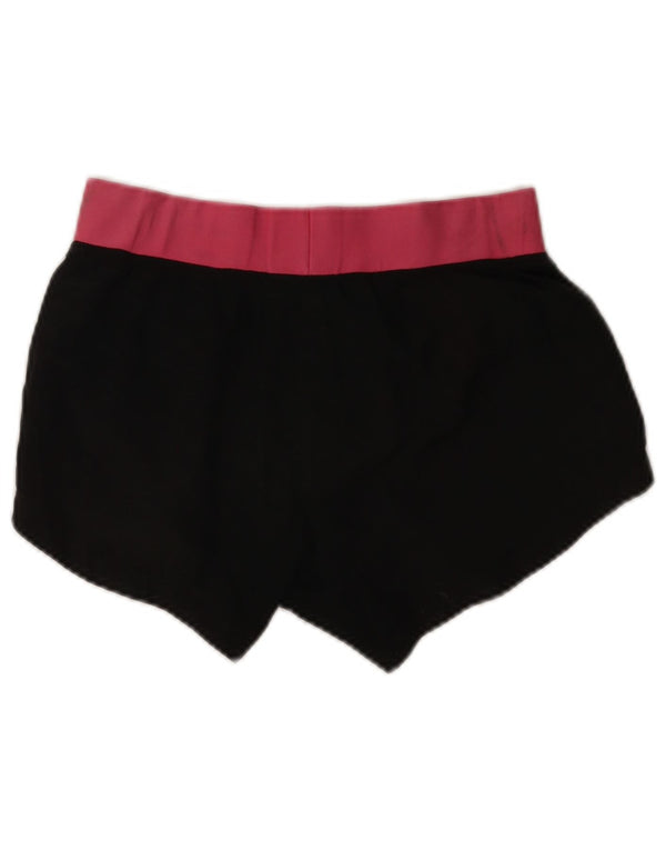 Shorts esportivos femininos Nike Dri Fit UK 8 pequenos pretos em bloco colorido de poliéster