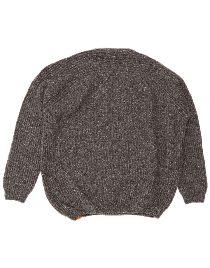 Suéter masculino Timberland com gola redonda, grande lã manchada cinza