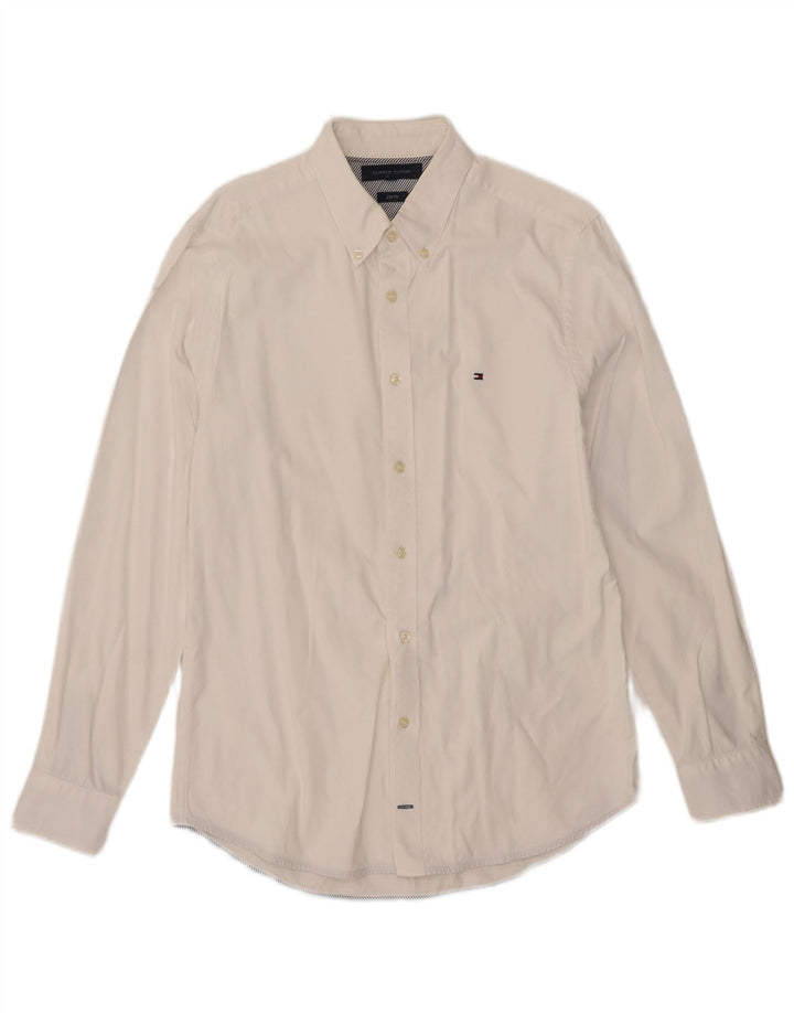 Camisa masculina Tommy Hilfiger Slim Fit média branca