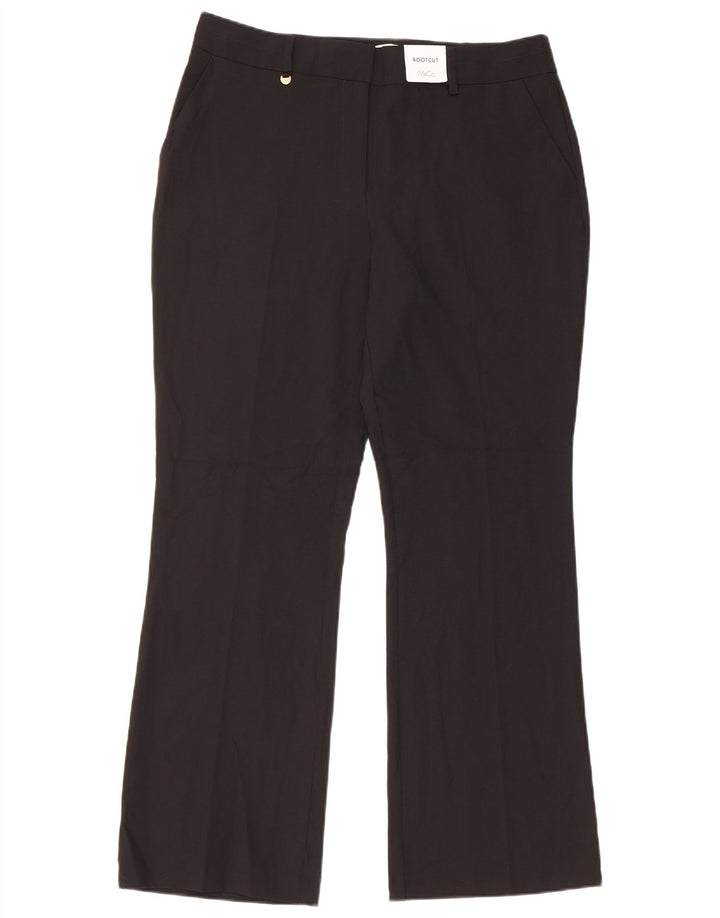 Calça Chino Feminina Bootcut M&Co Reino Unido 14 Grande W32 L29 Poliéster Preto