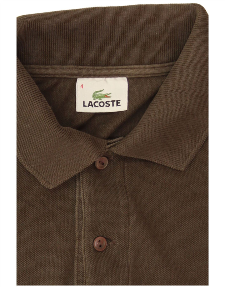 Camisa polo masculina Lacoste tamanho 4 médio algodão cáqui
