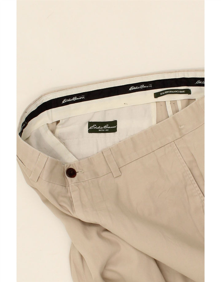EDDIE BAUER Mens Khakis Slim Chino Trousers W36 L32 Beige Cotton Vintage Eddie Bauer and Second-Hand Eddie Bauer from Messina Hembry 