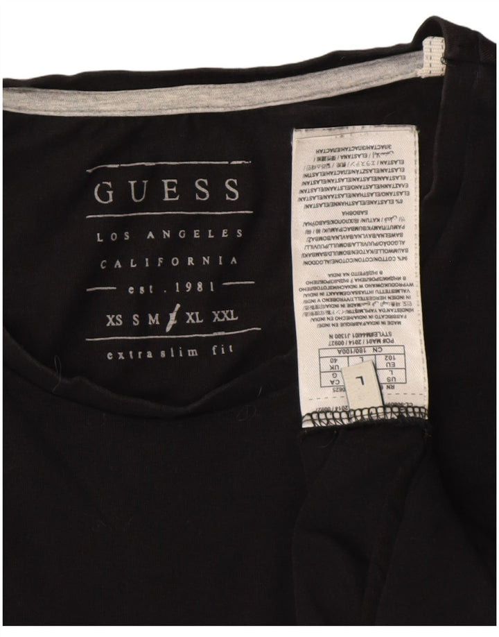 Guess Camiseta masculina grande de algodão preto