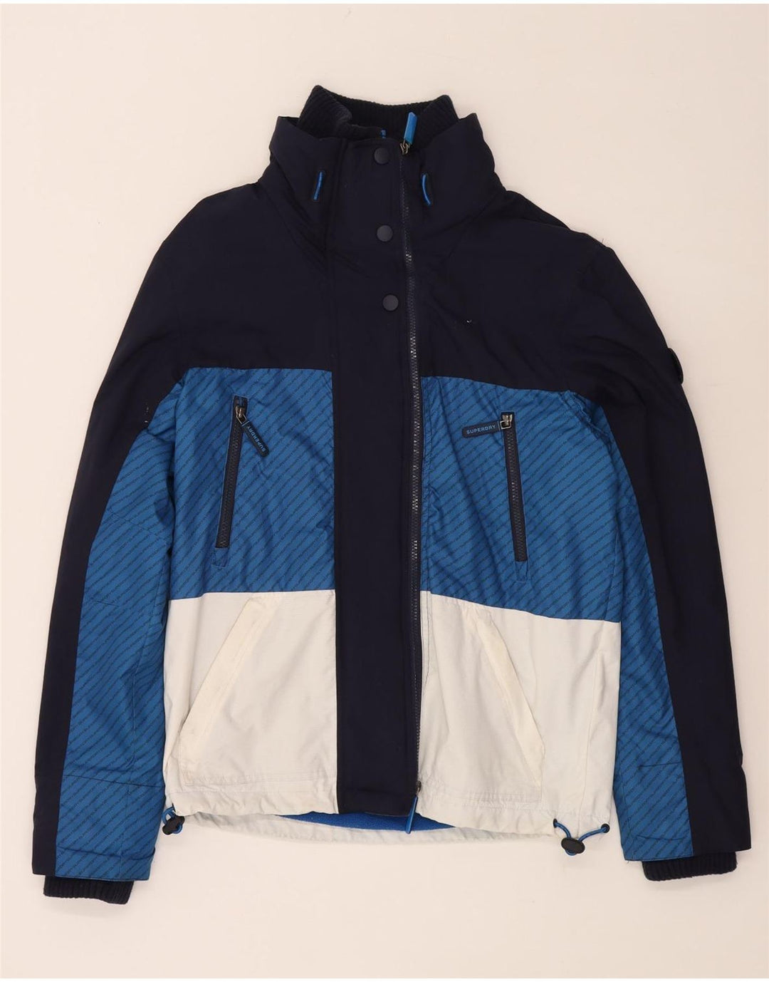 Jaqueta corta-vento masculina Superdry Windtrekker Reino Unido 38 azul marinho médio