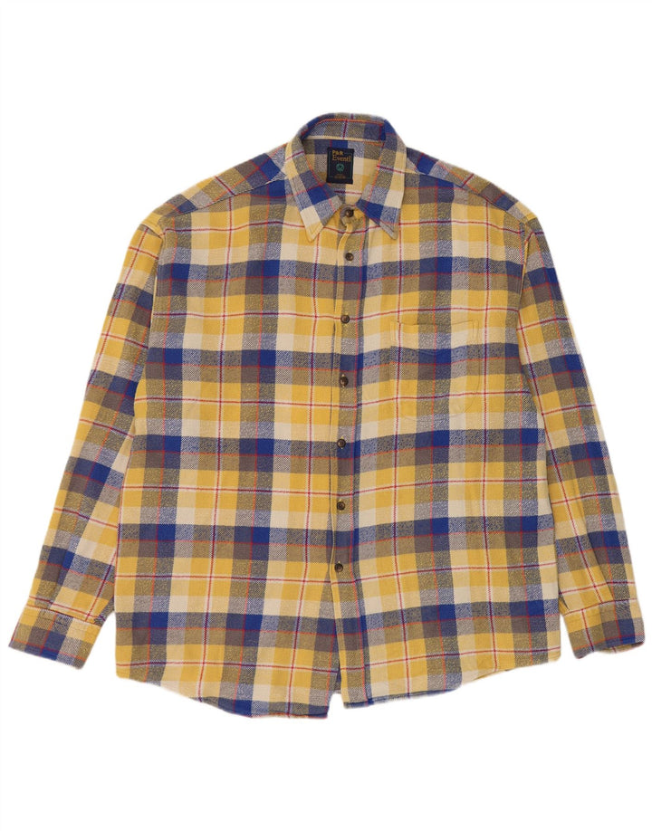 Camisa masculina vintage de flanela XL algodão xadrez amarelo