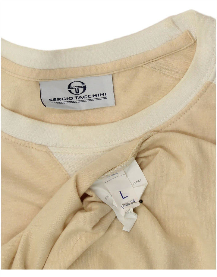 Camiseta masculina Sergio Tacchini Top grande algodão bege