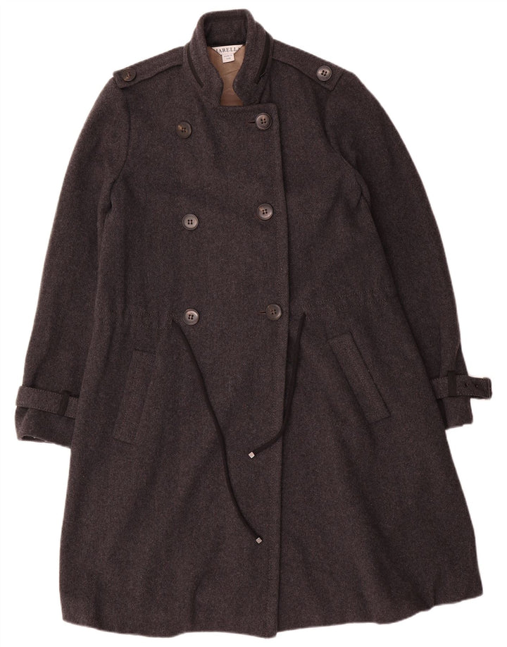 Casaco feminino militar duplo breasted Marella Reino Unido 10 lã cinza pequena