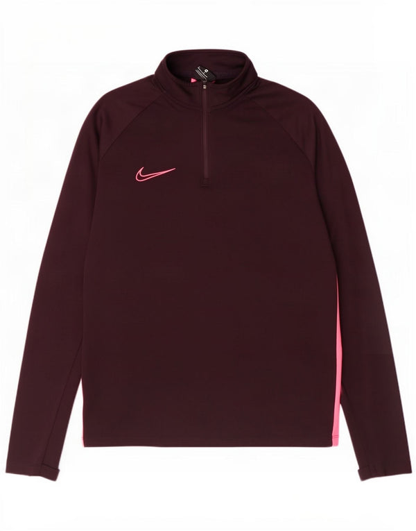 Nike Mens Zip Neck Pullover Treino Top UK 14 Médio Marrom Poliéster