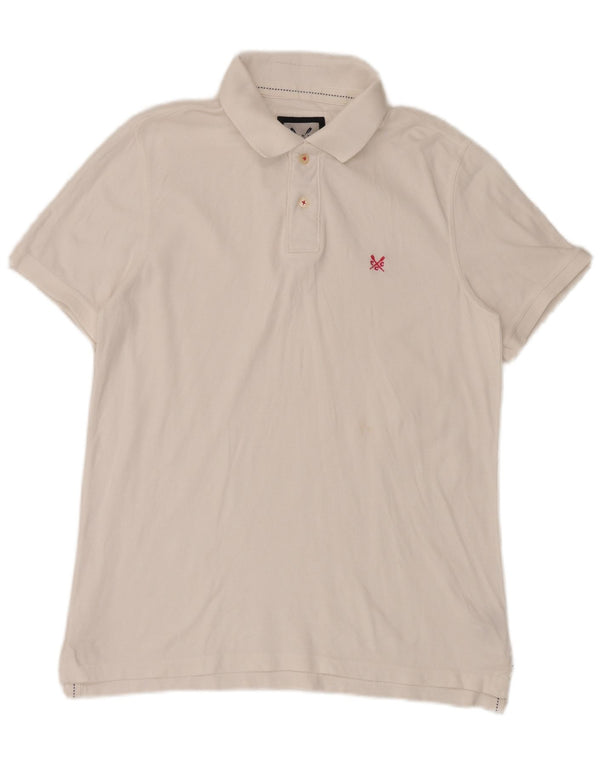 Camisa polo masculina Crew Clothing algodão branco médio