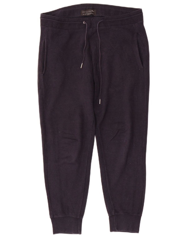 Calça de treino masculina Zara Joggers grande algodão azul marinho