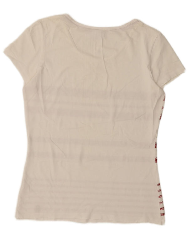 Conte of Florence Womens T-Shirt Top UK 12 Medium White Striped