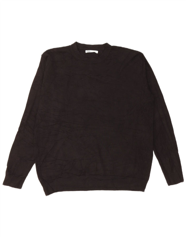 Suéter masculino Zara com gola redonda e viscose preta pequena