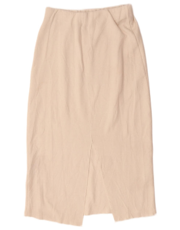 Saia midi feminina de cintura alta Zara médio W28 algodão branco