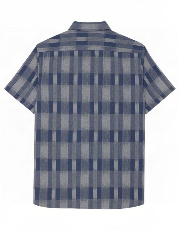 Camisa masculina de manga curta Marks & Spencer grande algodão xadrez azul