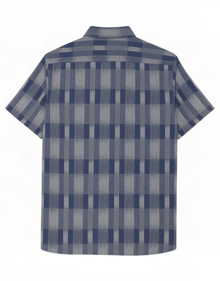 Camisa masculina de manga curta Marks & Spencer grande algodão xadrez azul