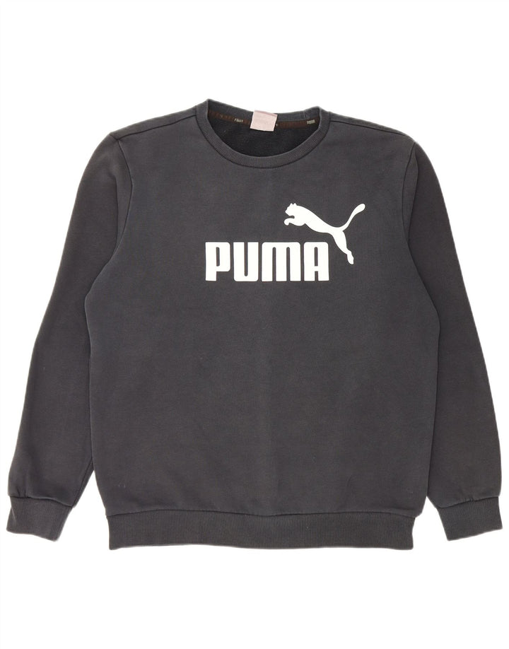 Puma Mens Graphic Moletom Jumper Médio Algodão Preto