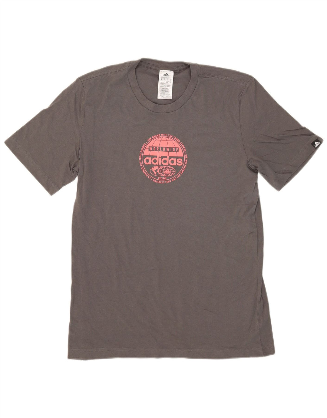 ADIDAS Camiseta masculina gráfica top pequeno algodão cinza