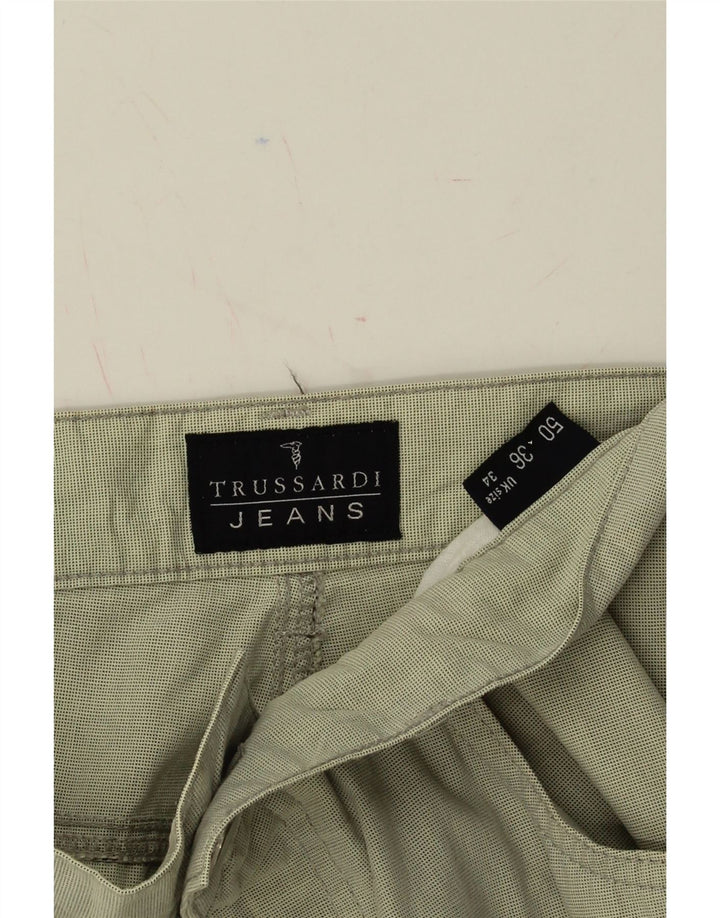 TRUSSARDI Mens Straight Casual Trousers W34 L30 Green Cotton Vintage Trussardi and Second-Hand Trussardi from Messina Hembry 