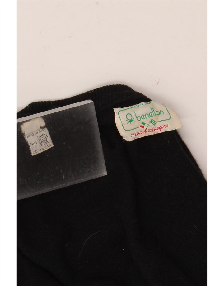 Suéter feminino Benetton com gola redonda IT 50 XL lã preta
