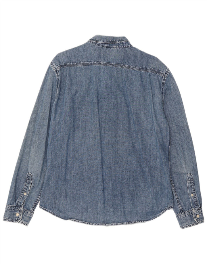 Camisa jeans masculina Levi's Slim UK 40 grande algodão azul