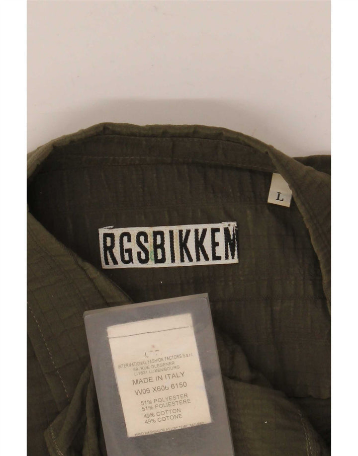 Camisa masculina Bikkembergs grande poliéster cáqui